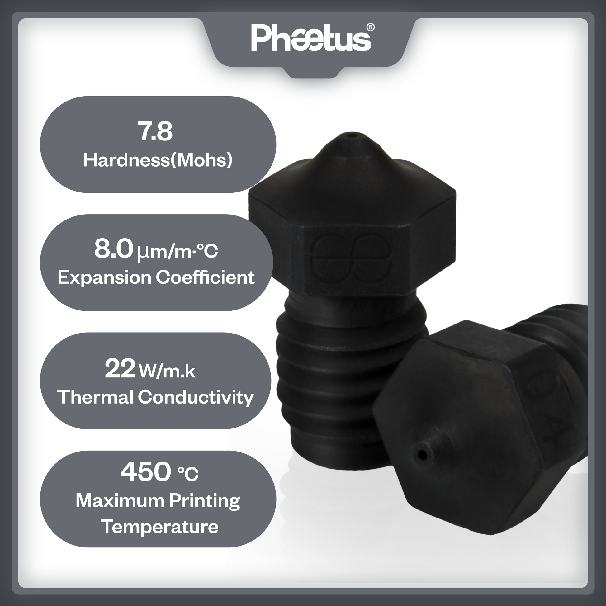 Phaetus PS Hardened steel nozzle 0.25 /1.75mm