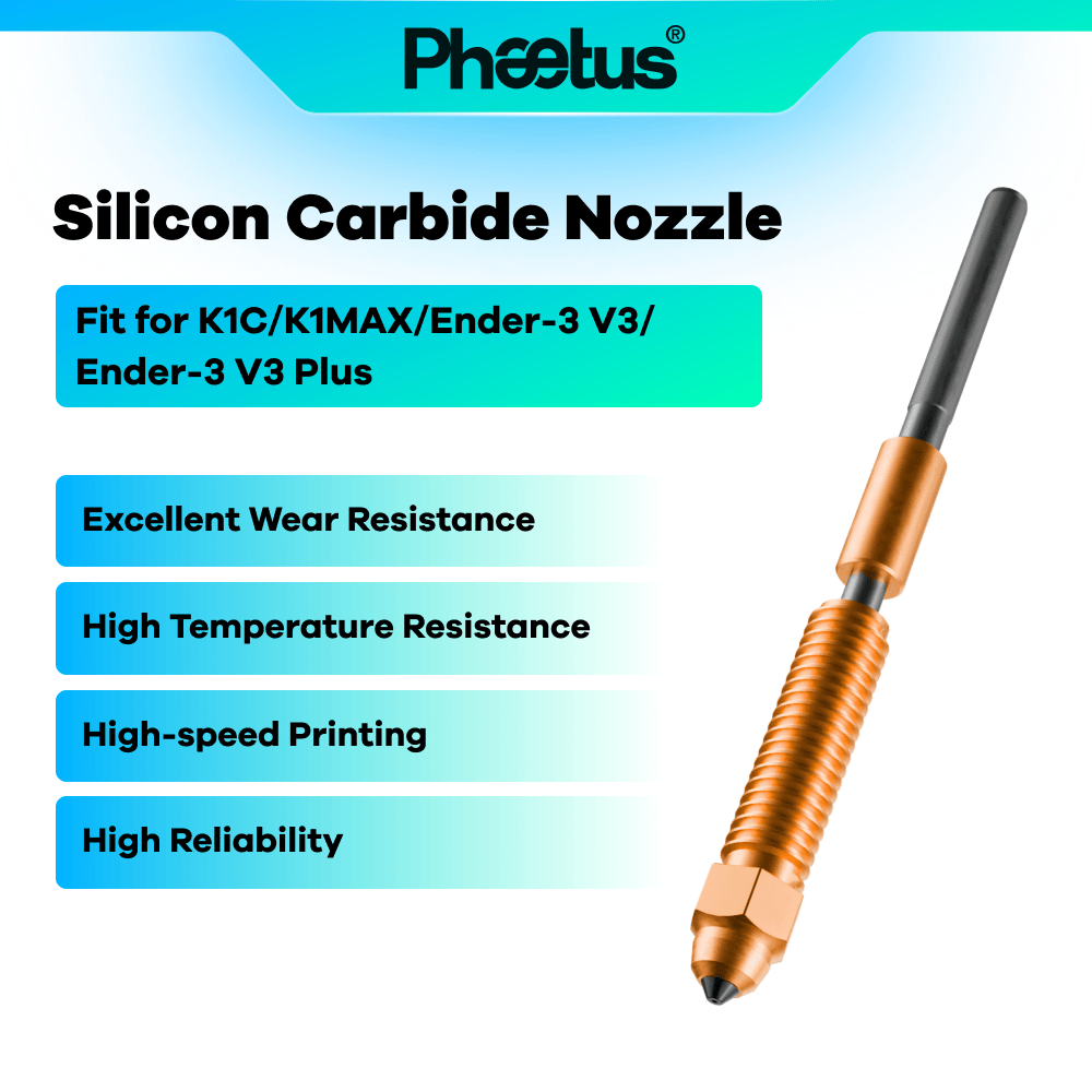 Phaetus Phaetus Silicon Carbide Nozzle for Creality K1C/K1 Max/Ender-3 V3 7X Longer Life Wear-Resistant Nozzle
