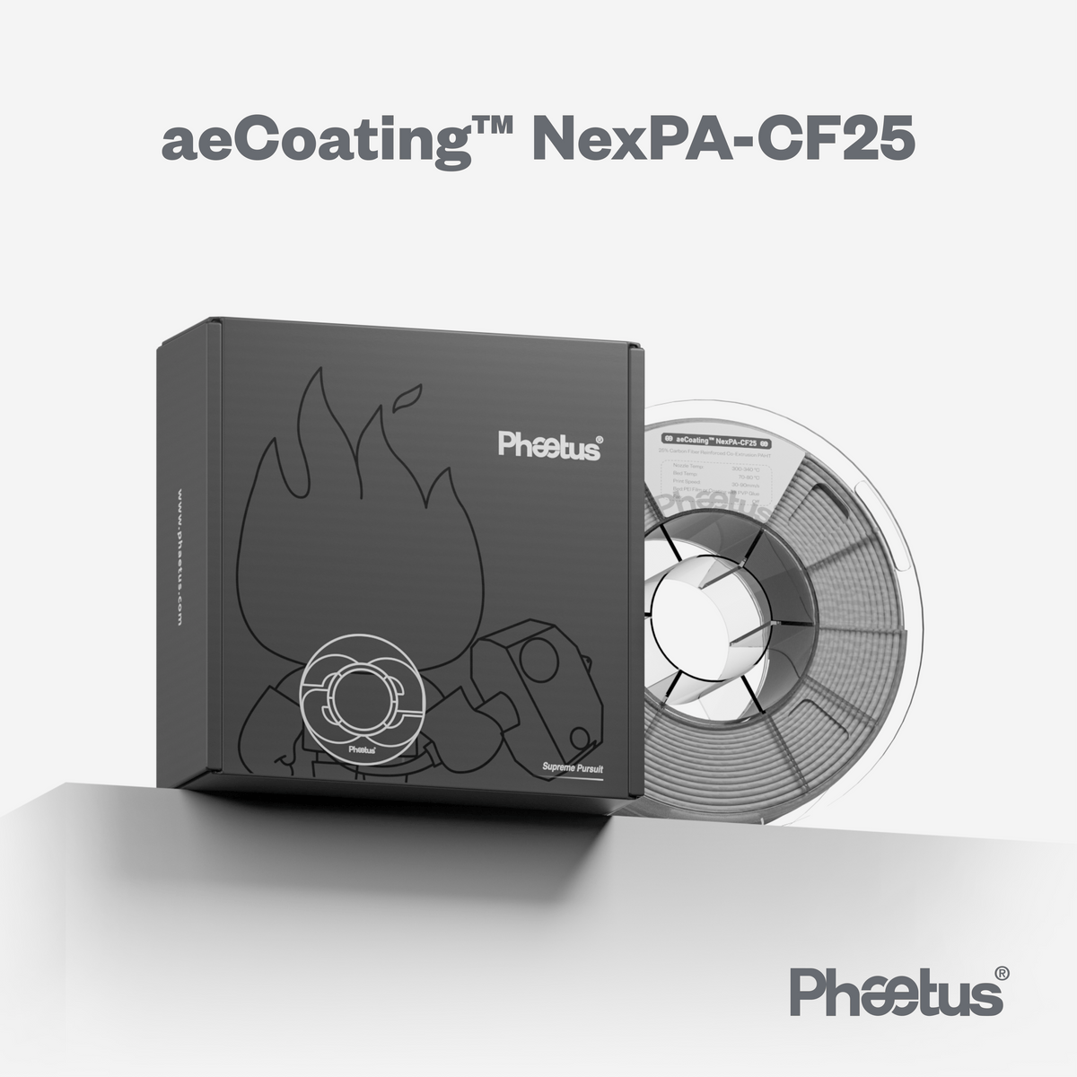 Phaetus Store FILAMENTS black / 1.75mm / 1kg aeCoating™ NexPA-CF25