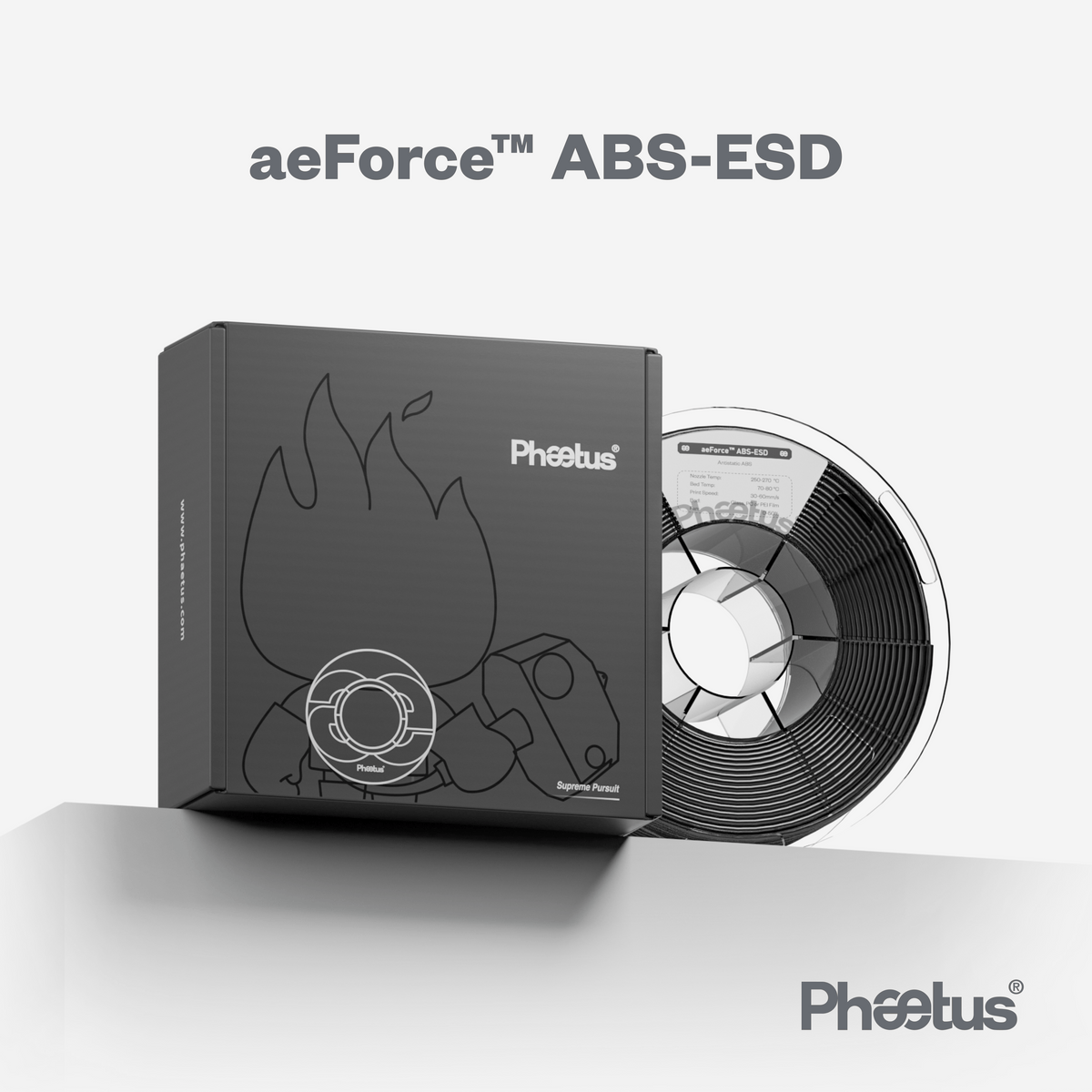 Phaetus Store FILAMENTS black / 1.75mm / 1kg aeForce™ ABS-ESD