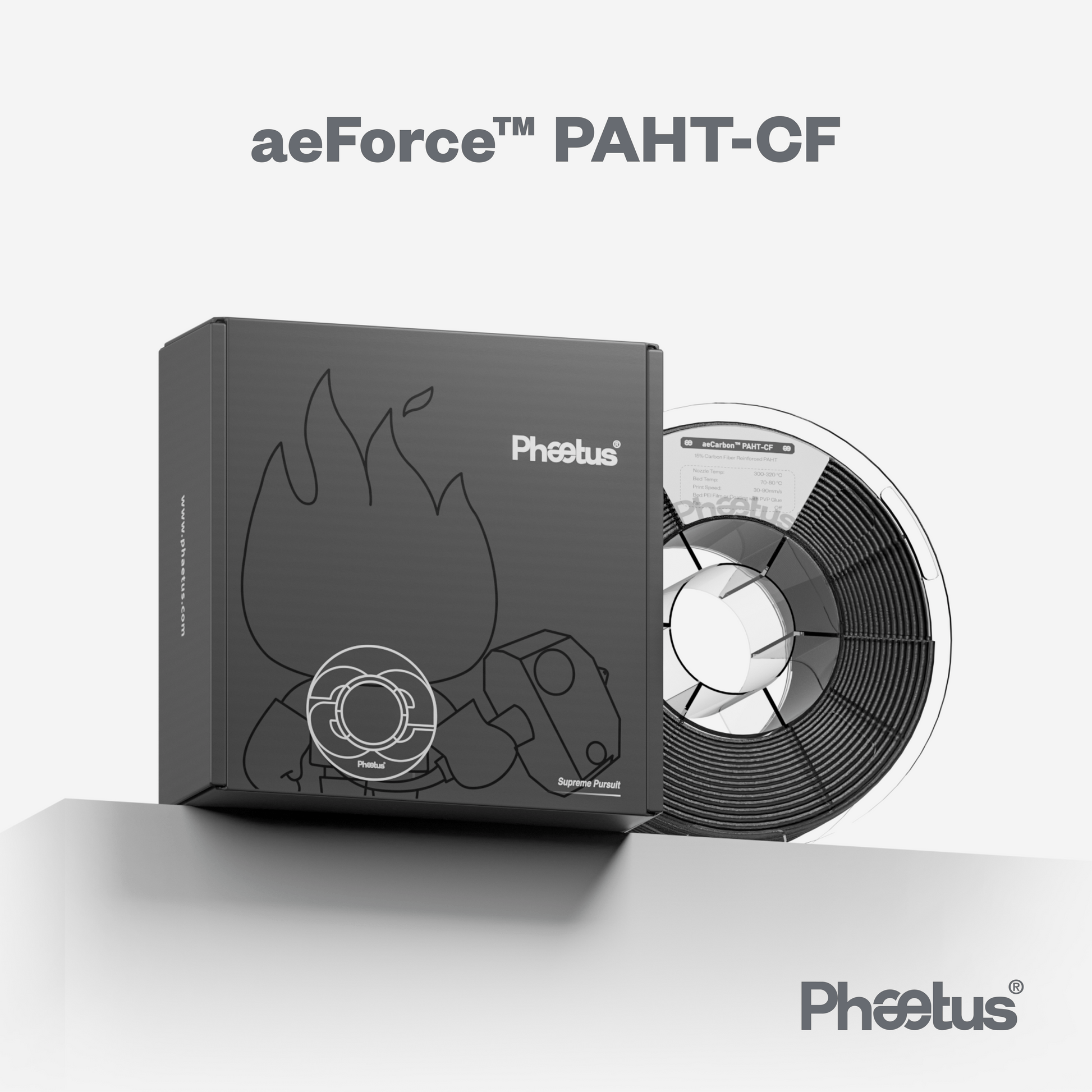 Phaetus Store FILAMENTS black / 1.75mm / 1kg aeForce™ PAHT-CF
