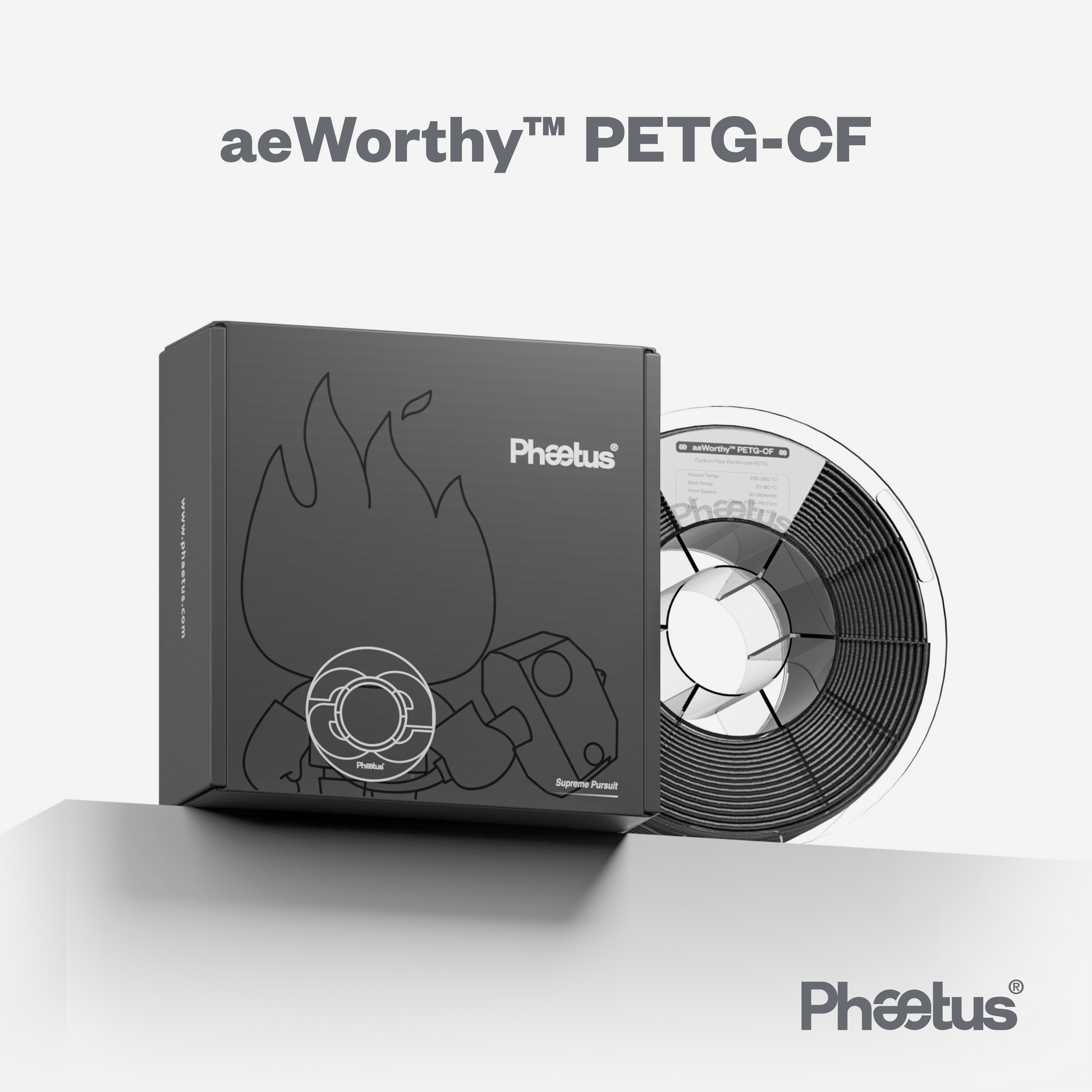 Phaetus Store FILAMENTS black / 1.75mm / 1kg aeWorthy™ PETG-CF