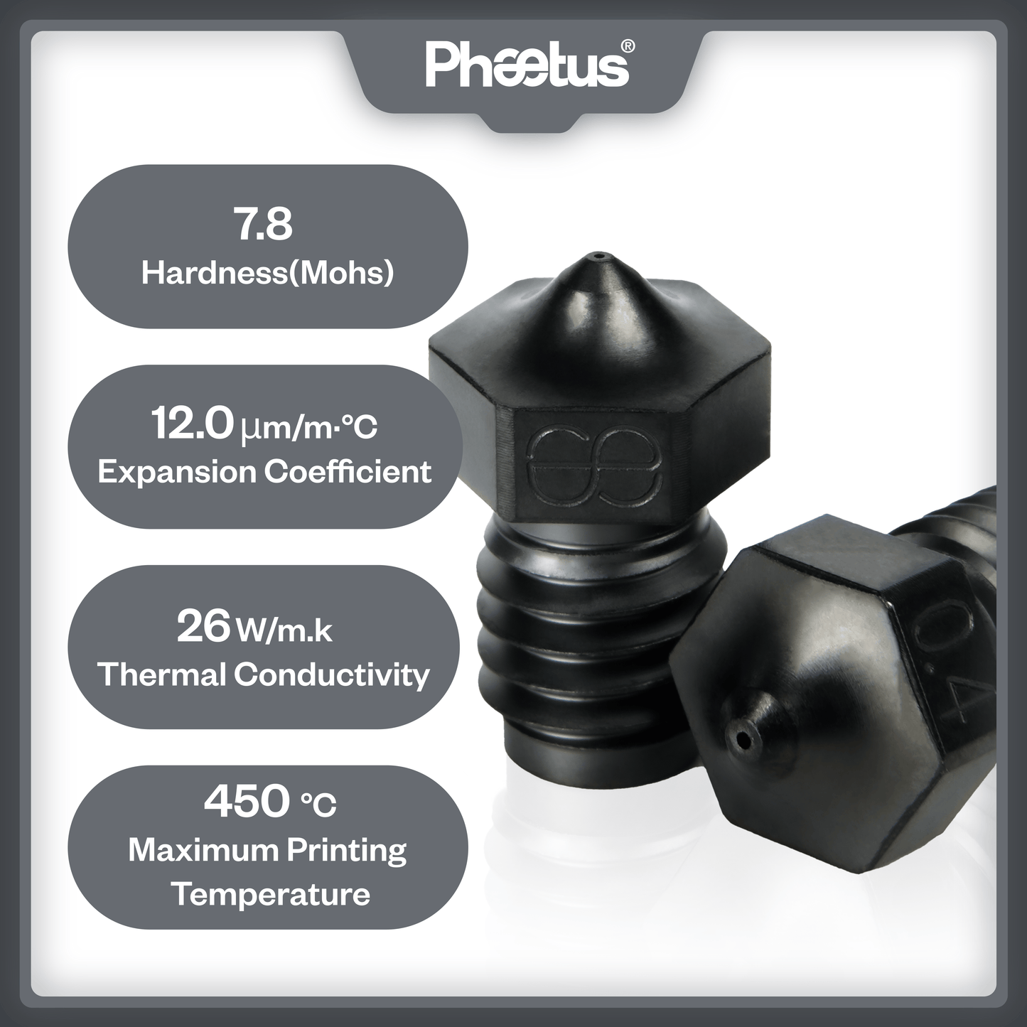 Phaetus Store NOZZLE DLC HARDENED STEEL NOZZLE