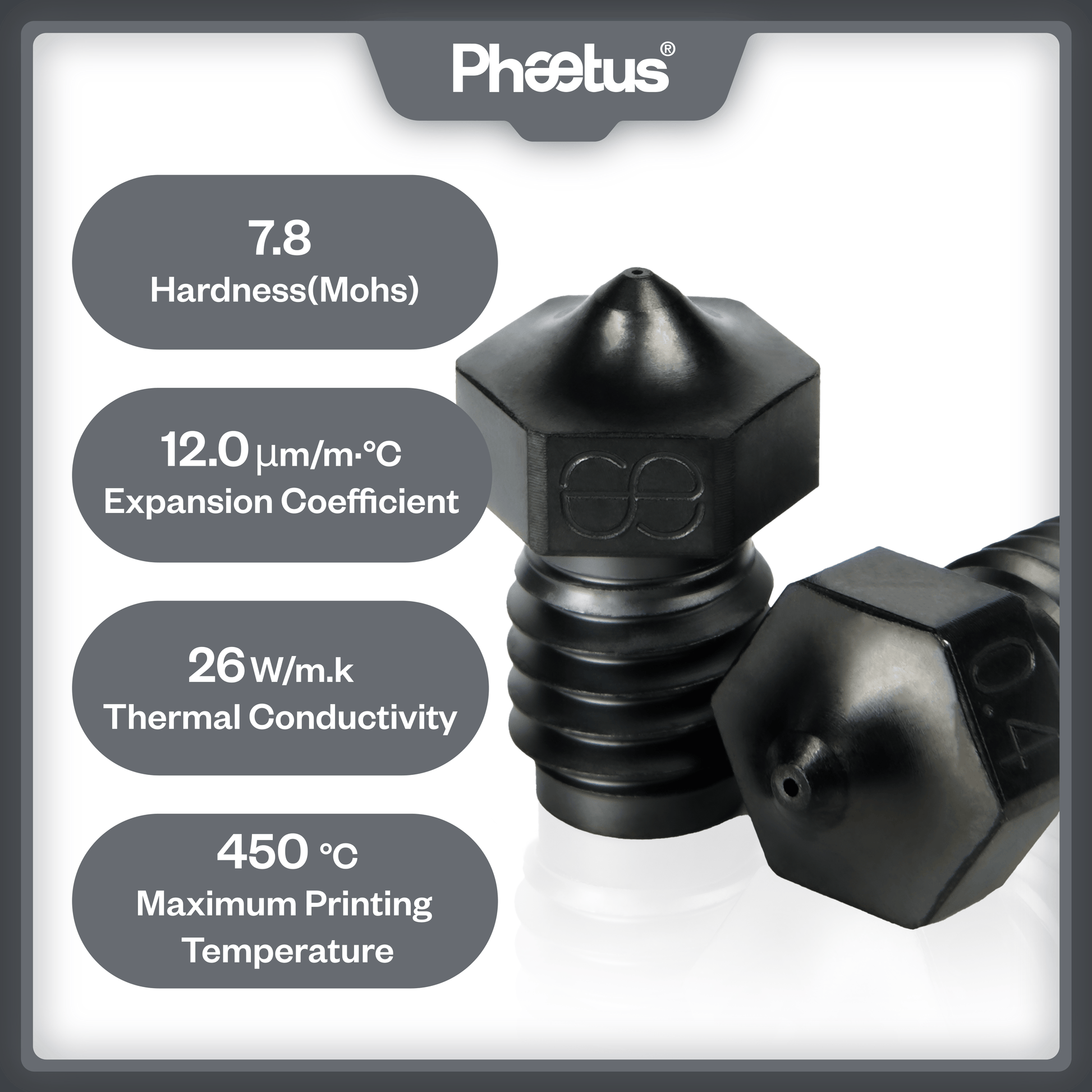 Phaetus Store NOZZLE DLC HARDENED STEEL NOZZLE
