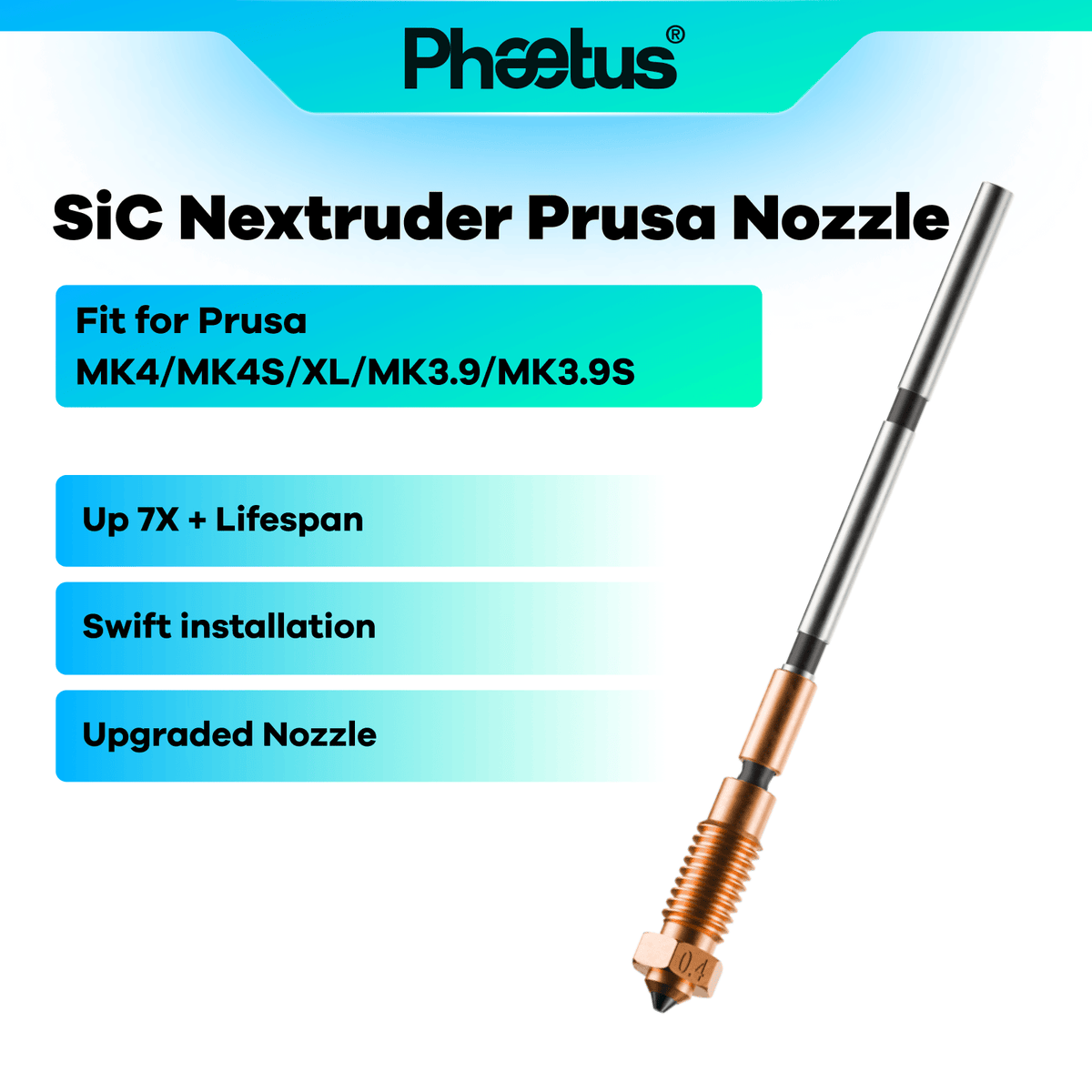 Phaetus Store NOZZLE SiC Nextruder Prusa Nozzle
