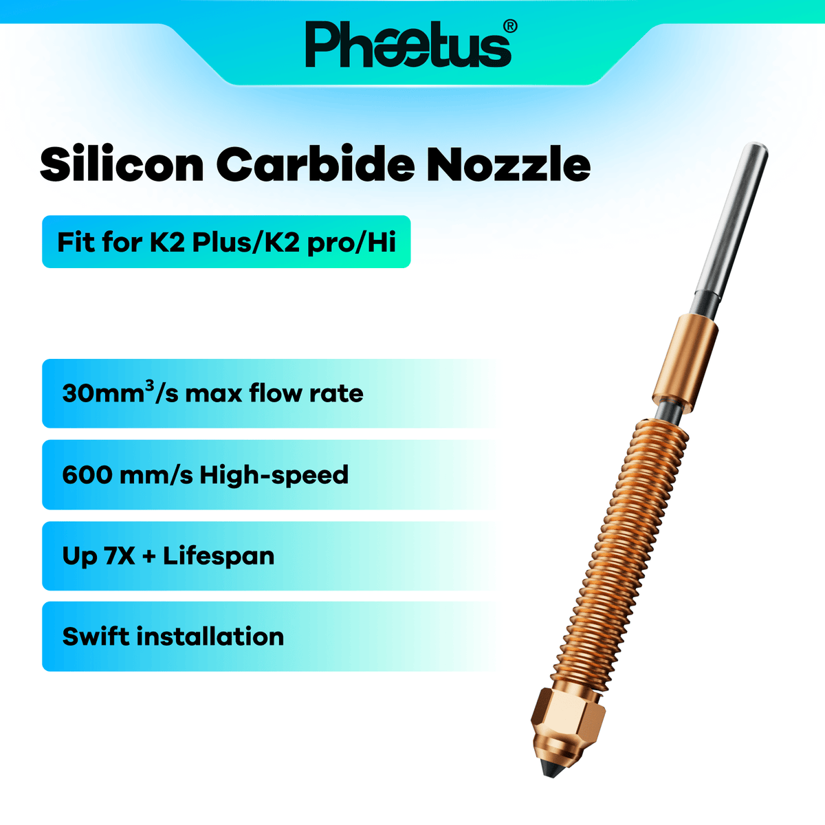 Phaetus Store NOZZLE Silicon Carbide Nozzle-K2 Series